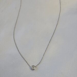 14k White Gold Bezel Set Sapphire Necklace